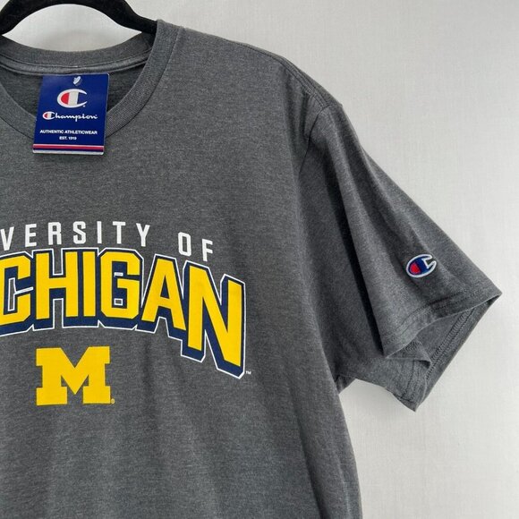 Michigan Wolverines Champion T-Shirt Men Sz L Short Sleeve Athletic Stretch Gray - Picture 5 of 9